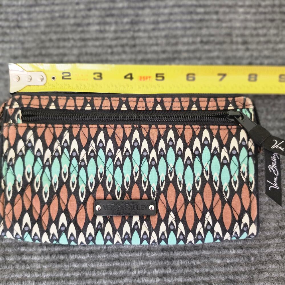 Vera Bradley Sierra Stream Wristlet Wallet Teal Brown Geometric - Picture 7 of 8
